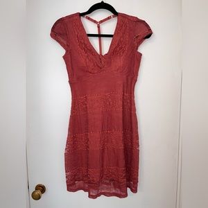 Blush pink lace dress